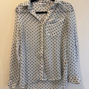 Sheer Black and White Polka Dot Blouse